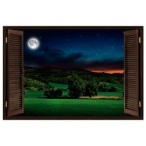 Ventanas 3d luna llena en el campo